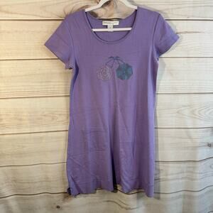 Cruisewear & Company Purple Jeweled Umbrellas Short Sleeve Dress Size Small